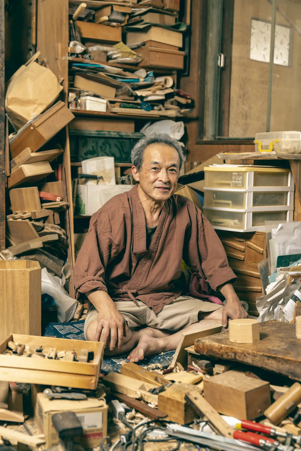 The kiribako master in his Kyoto workshop