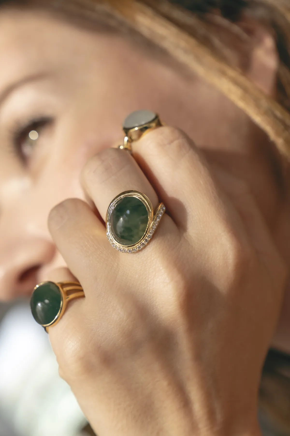 Jade rings worn on the hand