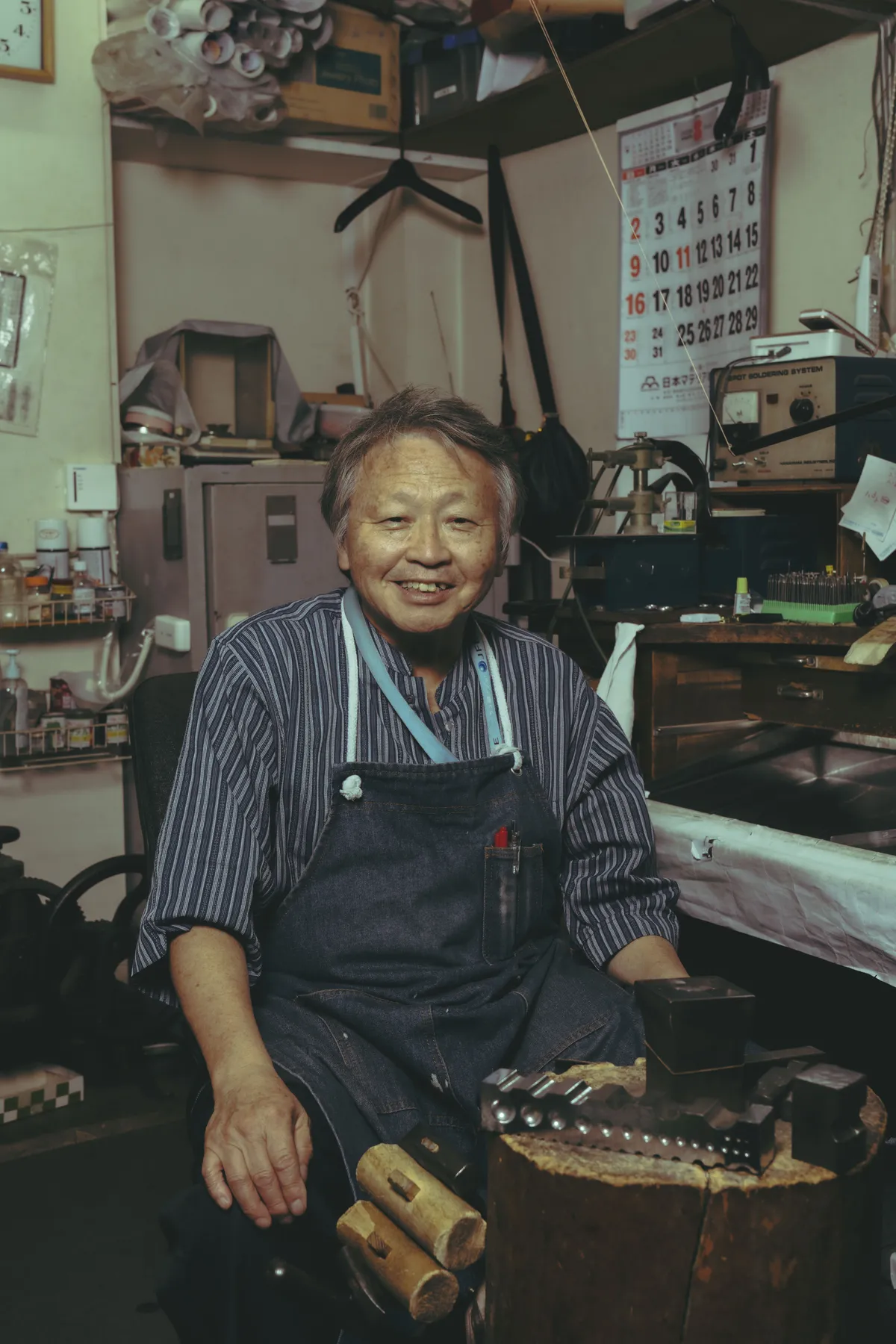 The master jeweler in his Osaka workshop