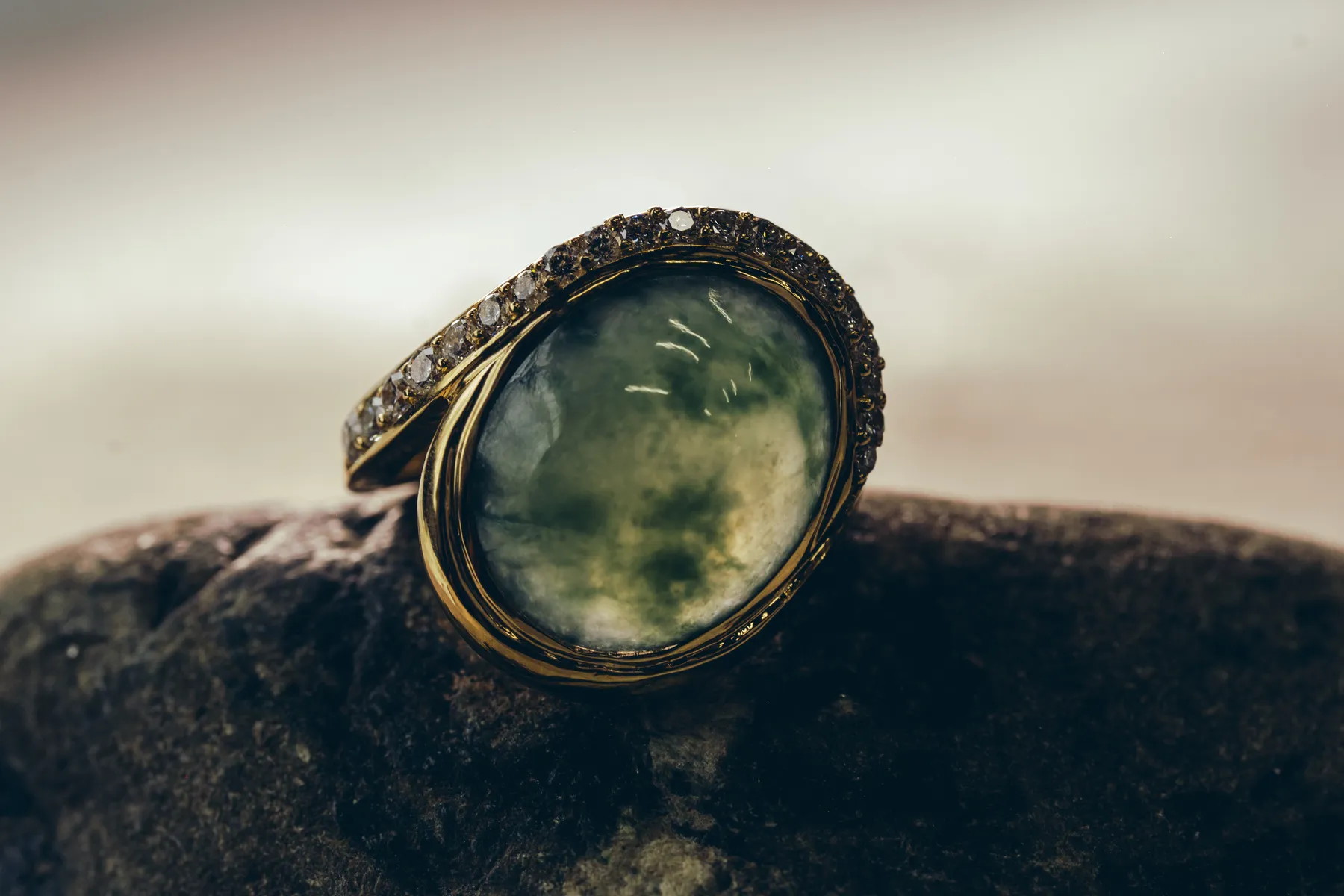 Yin & Yang — pavé diamonds and quiet space — detail
