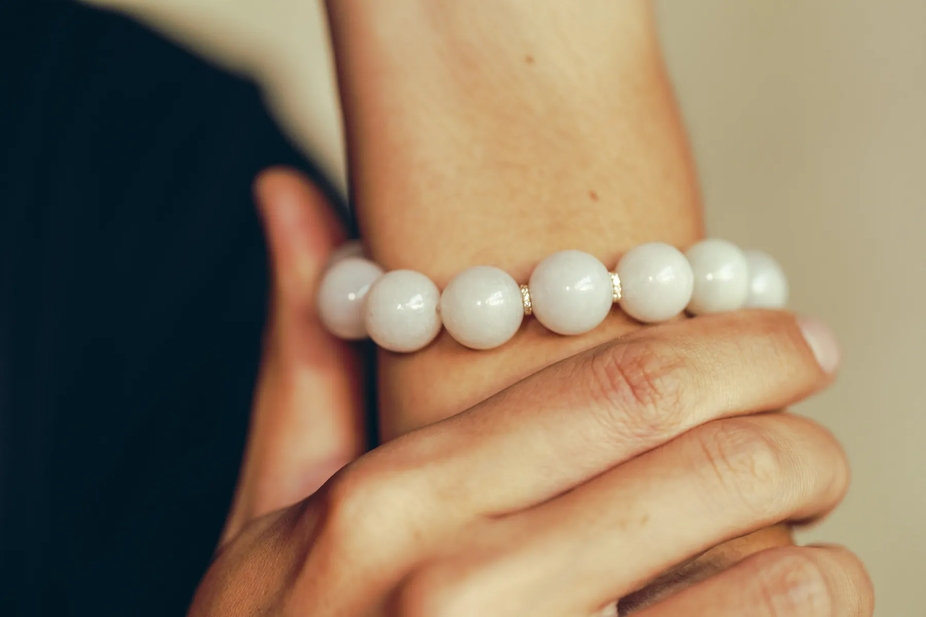 Jade beads — worn