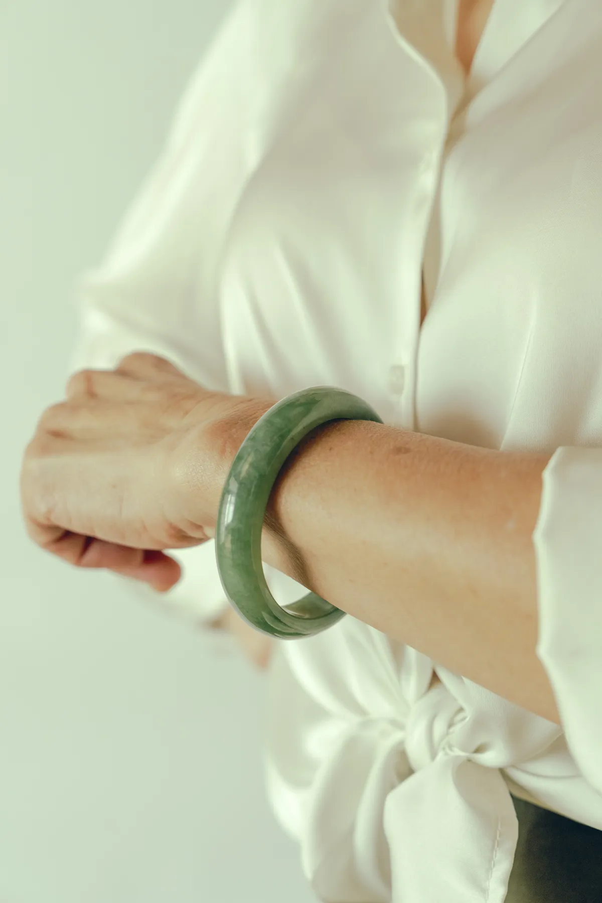 Carved bangle — worn